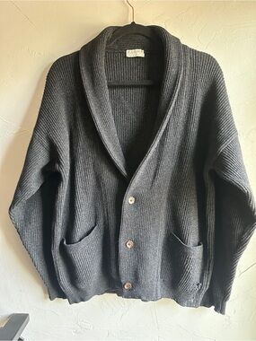 Vintage Sabre London Wool Shawl Collar Cardigan Thrashed Grunge Grandpa Sweater